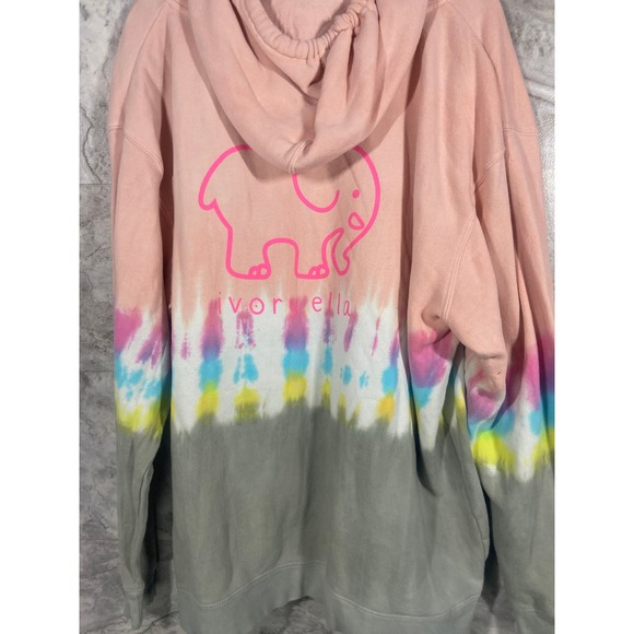 Ivory Ella Tie Dye Elephant Hoodie Pink Gray Blue Yellow Green Size 2XL Casual - Picture 2 of 12